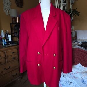 🔥 Vintage 80s Red Wool Blazer – Size 14 🔥